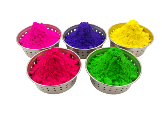 Vibrant Holi Colors in Perforated Bowls: A Festive Celebration of Joy