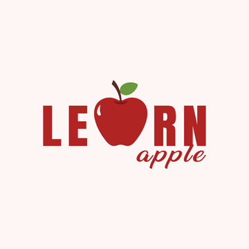 Modern apple logo for learn about quality of organic healthy apple fruit