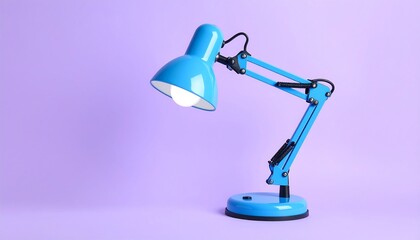 Blue desk lamp on a purple background