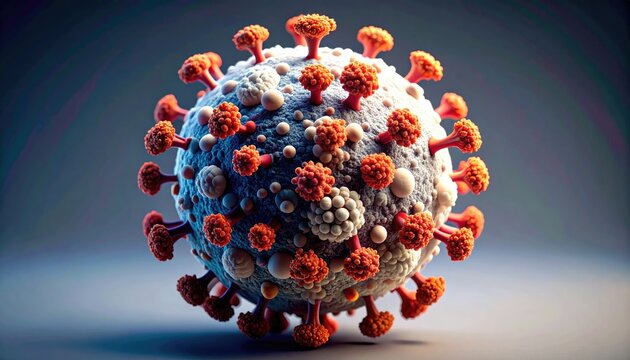 3D render of a virus.  Virus structure detailed