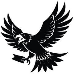 Obraz premium Fierce black eagle soaring with outstretched wings