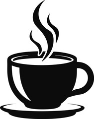 Coffee Mug with Steam Silhouette Vector