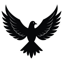 Obraz premium Majestic black bird soaring with wings spread wide