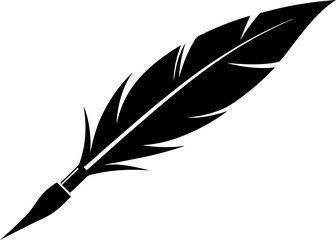 Obraz premium Black and White Feather Pen Silhouette