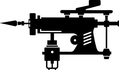 Tattoo Machine Silhouette Black and White