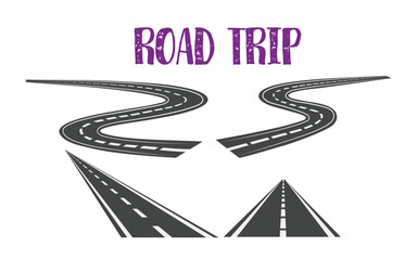 3d winding road on a white isolated background. Road way location infographic template, simple curved road vector illustration	