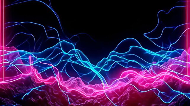In an enchanting display, the Cyberpunk Border Frame in electric magenta and teal constantly shifts as vibrant waves of light ripple outward, blending seamlessly with ephemeral patterns
