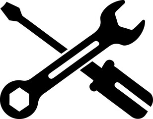 Crossed Wrench and Screwdriver Silhouette