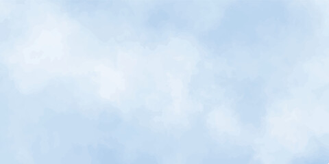 Textured on wet white paper watercolor, Light sky blue brush painted watercolor background. clouds or steam in a blue background. Illustration
