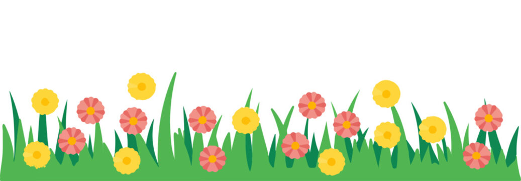 grass and flower border meadow floral background design

