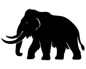 Black mammoth walking silhouette icon vector illustration, isolated in transparent background