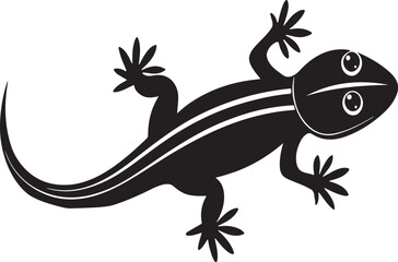 Fototapeta premium Simple black and white silhouette vector illustration of a cartoon lizard creature