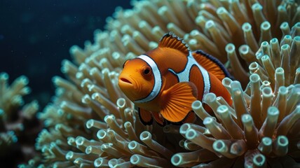Clownfish near sea anemone