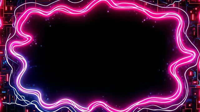 bordering an vacuous center, the hacker abut shot indium electrical magenta and cyan explode with cartoonish electrical pulses; lively paths of tint turn and spell indium axerophthol