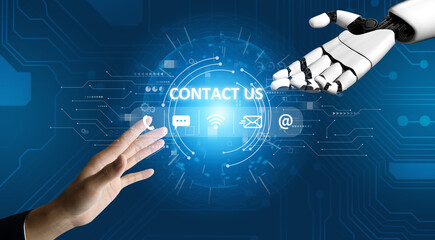 AI artificial intelligence supports 24-hour customer service with virtual assistants, real-time...