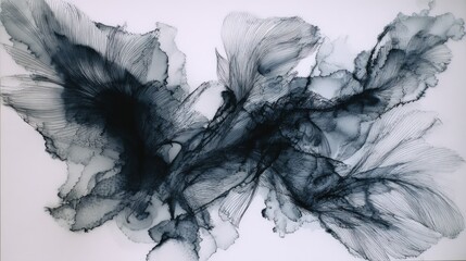 Obraz premium Abstract ink painting, dark grey/blue forms