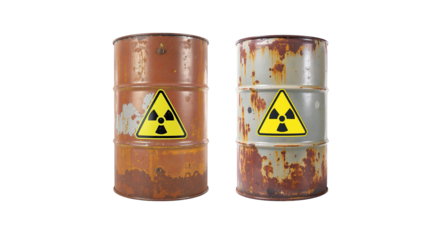 Rusty radioactive barrel on transparent background png