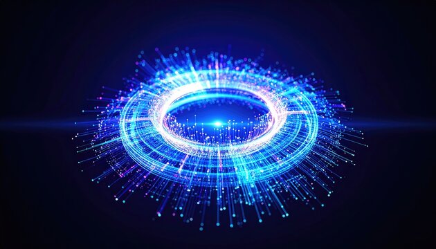 Abstract swirling neon circle design