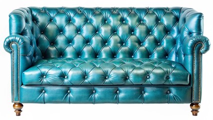 Obraz premium Brown vintage leather furniture: armchairs and sofas isolated on white, a comfortable classic interior design object