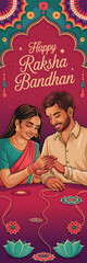 Happy Raksha Bandhan: Brother and Sister with Rakhi and Floral Decor | Raksha Bandhan Story
