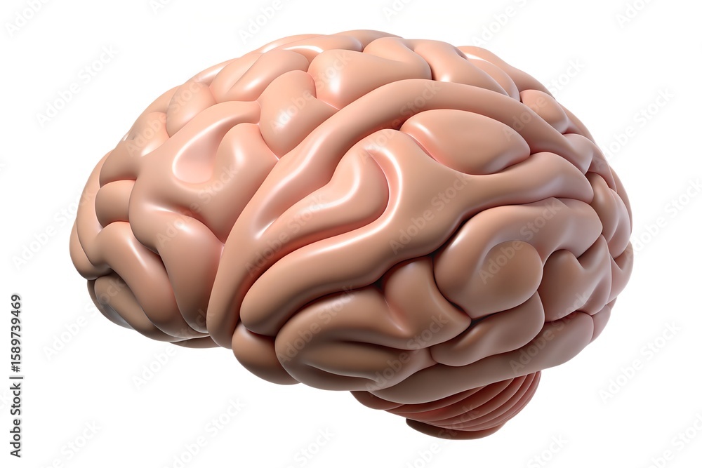Aufkleber detailed 3d rendering of a human brain with smooth glossy surface