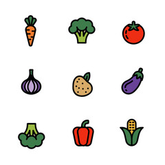 vegetables icon set