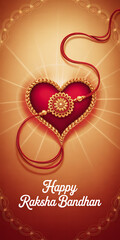 Happy Raksha Bandhan: Heart Rakhi with Floral Border Design
