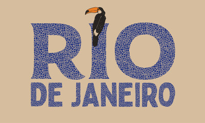 Copacabana beach art. Rio de janeiro. Summer vibes artwork. Tropical paradise. Toucan paradise artwork. Tropical vibes t shirt artwork. © riaz