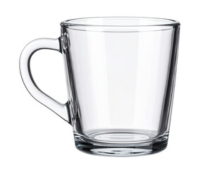  Clear Glass Drinking Cup with Visible White Background Through Surface, Side Angle, Transparent PNG