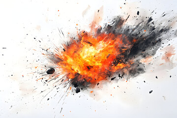 Watercolor explosion effect with vibrant colors and dynamic splatters on white background