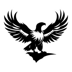 Obraz premium Majestic Spreading Wings Eagle Silhouette Vector