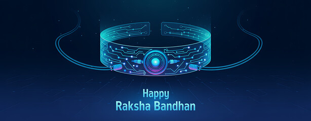 Happy Raksha Bandhan banner with decorated text and festive rakhi | Raksha Bandhan banner