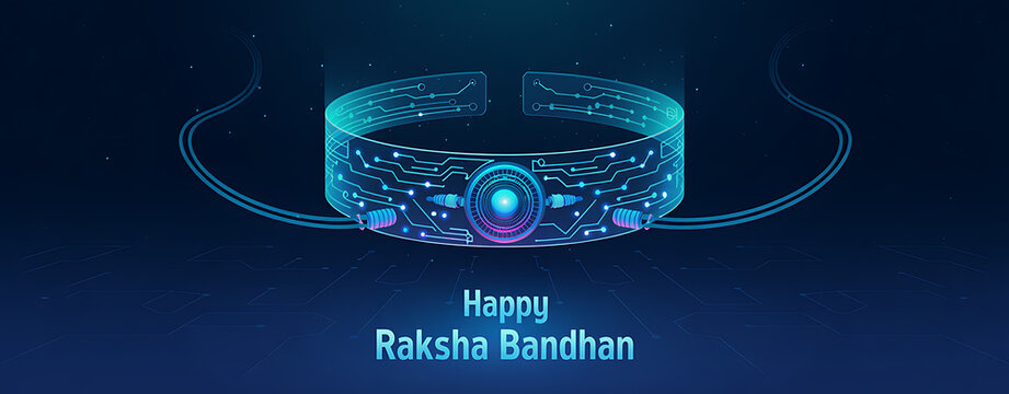 Happy Raksha Bandhan banner with decorated text and festive rakhi | Raksha Bandhan banner - Powered by Adobe