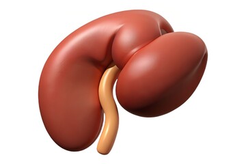 Detailed 3d rendering of a human kidney with adrenal gland