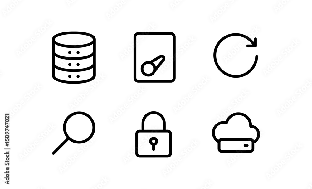 Poster minimalist linear icons for data management and security