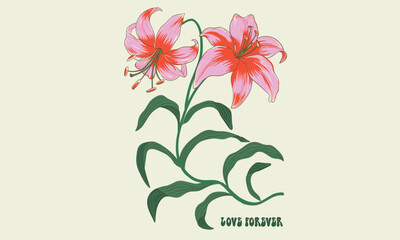 Fototapeta na wymiar Summer flower artwork. Tropical paradise artwork. Tropical flower t-shirt design.