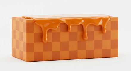 Orange box with melted caramel