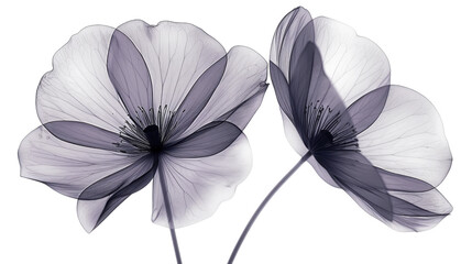 Delicate black and white floral design showcasing translucent petals and intricate details