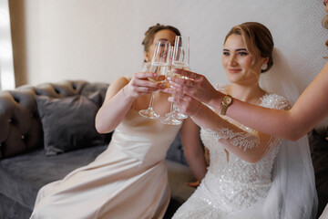 Celebration of friendship and love in an elegant setting during a wedding preparation