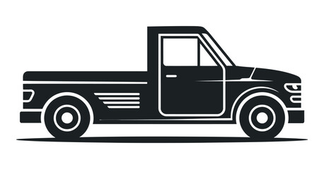 Fototapeta premium Classic Pickup Truck Vector Illustration A Detailed Monochrome Design of a Vintage Style Truck for Automotive Projects and Transportation Themes, Perfect for Graphic Art