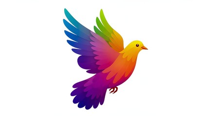 Fototapeta premium Colorful Rainbow Dove in Flight - Symbol of Peace, Hope & Inclusivity | Vibrant Vector Art