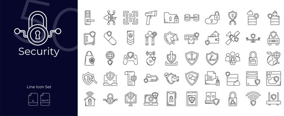 Security Line Editable Icons set. Vector illustration in modern thin line style of Security icons: protection, lock, privacy, etc