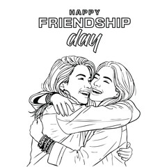 Happy Friendship Day Hugs Two Best Friends Laughing Together Enjoying Each Other s silhouette