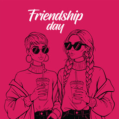 Best Friends Forever Celebrating Friendship Day with Iced Coffee Friendship Goals Cool silhouette