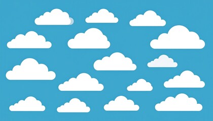 Simple cloud icons on a light blue background