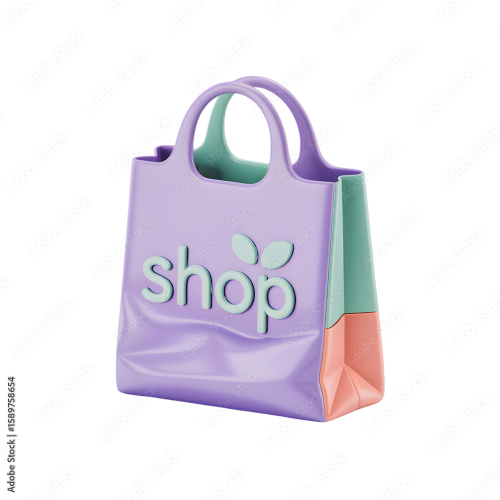 Poster a three dimensional render of a shopping bag isolated on a transparent background plastic