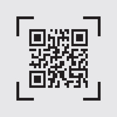 Minimalist Black and White QR Code Vector – Simple Geometric Scan Code Illustration for Modern Technology Concepts


