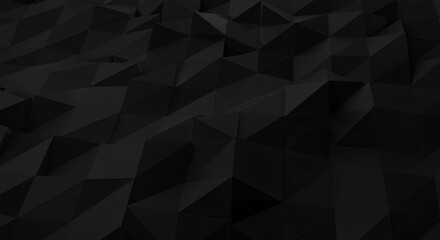 Obraz premium Black geometric polygonal surface abstract background with triangular shapes and shadows in a