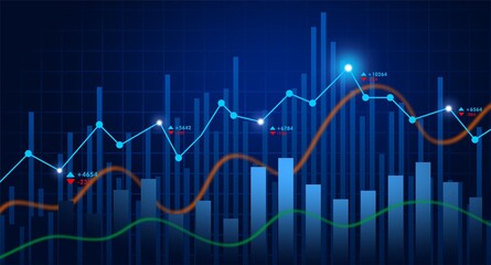 Business Investment graph, stock market financial growth chart background. 