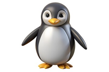 Obraz premium Adorable 3d rendered penguin character with big eyes and orange feet